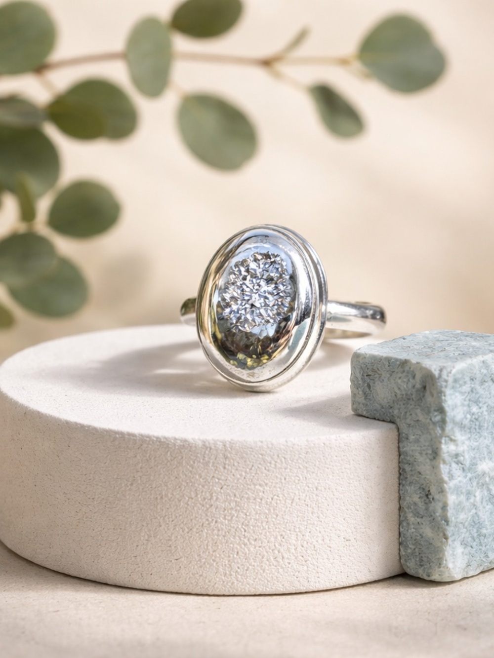 Platinum Aura Druzy Ring - Picture 11 of 14